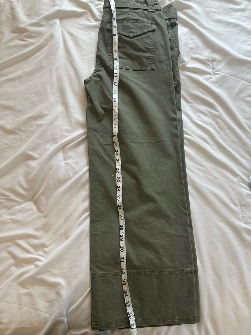 LOFT Olive Green Cropped Wide Leg Pants with Belt - Picture 3 of 3